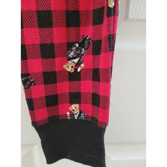 Polo Ralph Lauren Red Black Check teddy Bear pj set pajamas size Medium Sleep - Picture 7 of 12